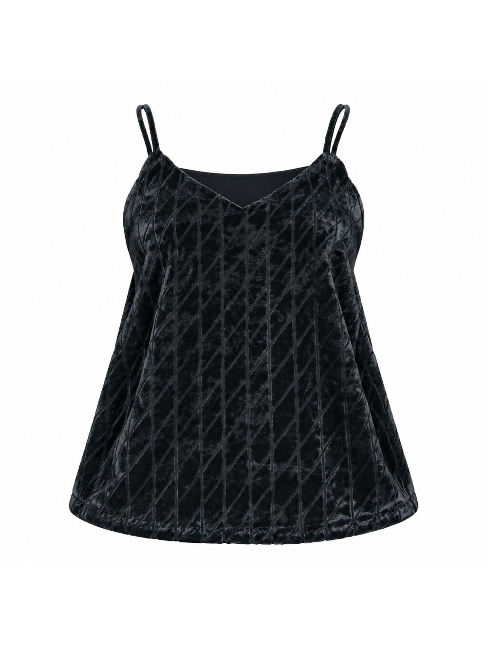 Ann Taylor Black Velvet Diamond Pattern Camisole Top Size L